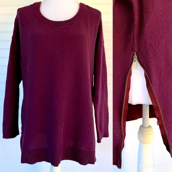 Lane Bryant Burgundy Side zipper sweater 14/16 - Picture 2 of 11